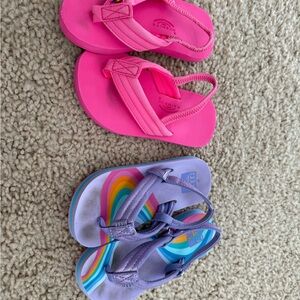 Reef and Rainbow Girl Flip Flops - Excellent Condition